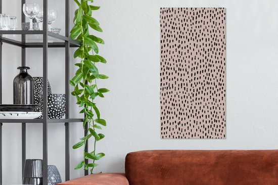 Tableau sur toile à pois - Rose - Zwart - 40x80 cm - Décoration murale