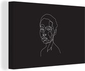 Line femme aux cheveux courts sur fond noir toile 2cm 60x40 cm - Tirage photo sur toile (Décoration murale salon / chambre)