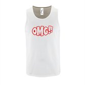 Witte Tanktop sportshirt met "OMG!' (O my God)" Print Rood Size XXL