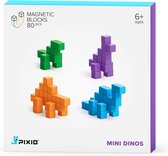 Blocs magnétiques Pixio | Design Série | Pixio - Mini Dinos | 4 couleurs | 80 blocs