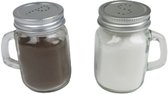 Peper en Zout set beker vorm - Zilver / Transparant - Glas / Metaal - 50 g / 135 g - Cadeau - Peper - Zout - Keuken - Specerijen - Koken