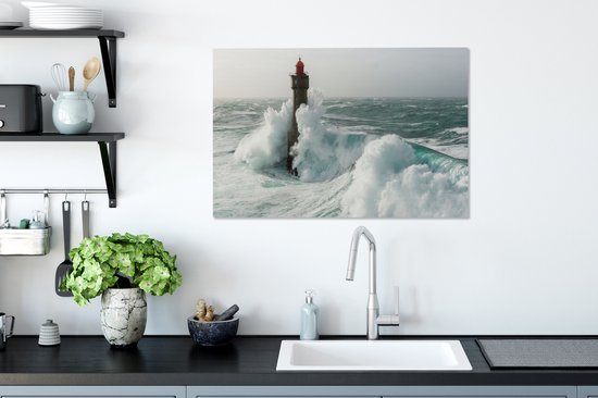 Tableau sur toile Phare dans la tempête - 90x60 cm - Décoration murale