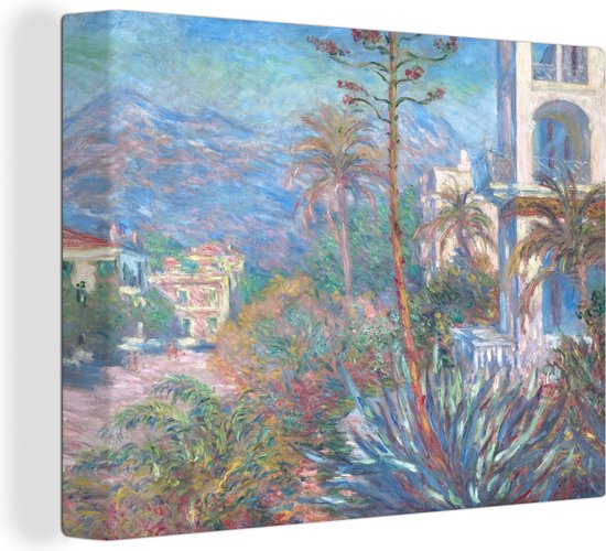 Canvas schilderij 160x120 cm - Wanddecoratie Villa's in Bordighera - Schilderij van Claude Monet - Muurdecoratie woonkamer - Slaapkamer decoratie - Kamer accessoires - Schilderijen