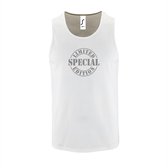 Witte Tanktop sportshirt met "Limited Special Edition" Print Zilver Size XL