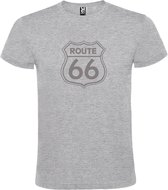 Grijs t-shirt met 'Route 66' print Zilver size XXL