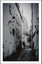 Walljar - Montmarte Street - Muurdecoratie - Poster met lijst