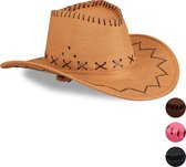 Relaxdays 1x cowboyhoed lichtbruin - carnaval - western hoed - country hoed - cowboy