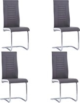 Furnibella –4x Eetkamerstoel Kunstleer Grijs Stoel Eetstoel Keukenstoel Zitstoel
