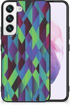Smartphonehoesje met naam Geschikt voor Samsung Galaxy S22 TPU Silicone Hoesje met Zwarte rand Abstract Groen Blauw