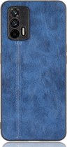 Realme GT Hoesje - Mobigear - Stitch Serie - Kunstlederen Backcover - Blauw - Hoesje Geschikt Voor Realme GT