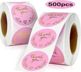 Thank You stickers 500!! stuks! - Roze - Sluitstickers - Sluitzegel - Gebak - Koekjes - Sieraden - Small Business - Envelopsticker - Traktatie zakje - Cadeau - Cadeauzakje - Kado -