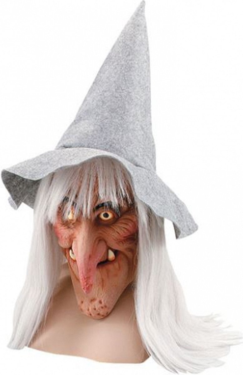 Carnaval/Halloween Heksen verkleed masker met hoed - dames - enge maskers - rubber