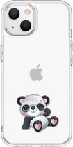 Apple Iphone 13 Mini transparant siliconen hoesje Pandabeertje knipoog *LET OP JUISTE MODEL*