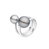 CHRIST Pearls Dames Dames ring 925 sterling zilver 2 Tahiti 58 Zilver Grijs 32005613