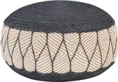 Furnibella – Poef Geweven/Gebreid Jute Katoen Blauw Poefs Poefen Hocker Zitpoef