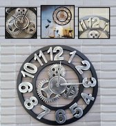 Handgemaakte Grote wandklok - Ronde Muurklok - Retro Klok - Tandwiel - Handmade Gear wall clock