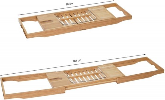 Uitschuifbaar Bamboe Badplank - Antislip Verstelbaar Rek - Past Op De Meeste Badmaten Luxe Badaccessoire Houdt Boek Ipad Telefoon Glas Kaars
