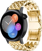 Stalen Smartwatch bandje - Geschikt voor  Huawei Watch GT 3 42mm stalen draak band - goud - 42mm - Strap-it Horlogeband / Polsband / Armband