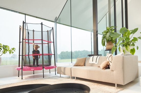 Salta Junior - ø 140 cm - Elastieken veren en veiligheidsnet - Ronde mini/kleine trampoline voor binnen en buiten - Kinder trampoline - Roze