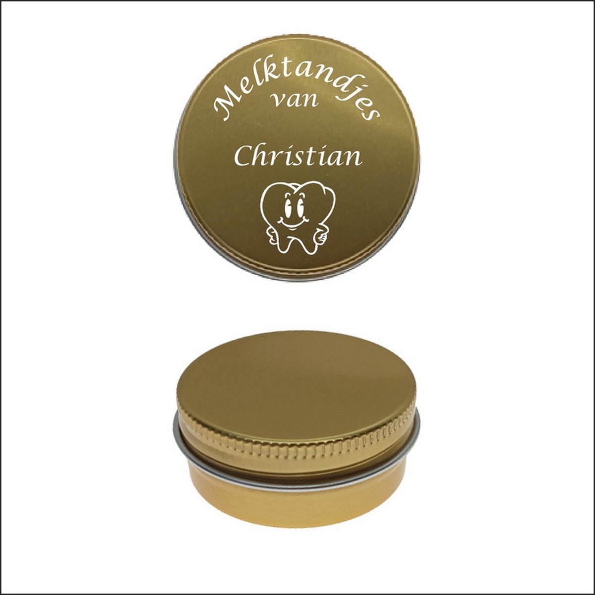 Goedkoopste Melktanden Blikje Met Naam Gravering - Christian