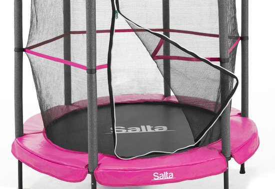 Salta Junior - ø 140 cm - Elastieken veren en veiligheidsnet - Ronde mini/kleine trampoline voor binnen en buiten - Kinder trampoline - Roze
