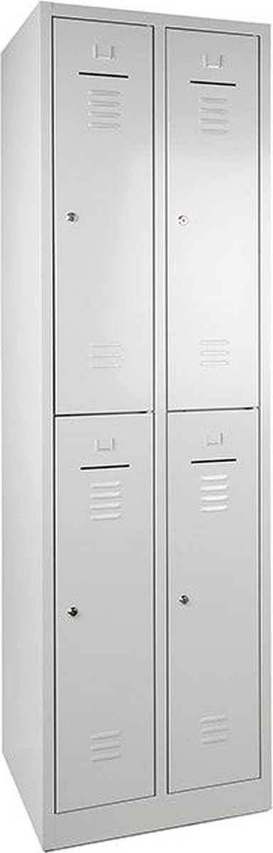 ABC Kantoormeubelen Lockerkast WRC 4 deurs met Grijze deuren en uitgevoerd met cilinderslot Licht grijs (Ral 7035)