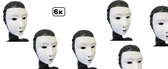 6x Grimeermasker wit kalklaag - Masker schilderen carnaval thema feest festival