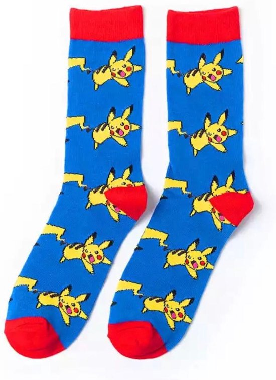Pokemon Sokken-Pikachu-Grappig-One size-Unisex – Blauw/Rood/Geel