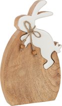 J-Line Konijn Op Ei Puzzel Mango Hout Naturel/Wit Large Set van 3 stuks