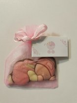 25 stuks roze chocolade baby in organza zakje voor babyshower of geboorte