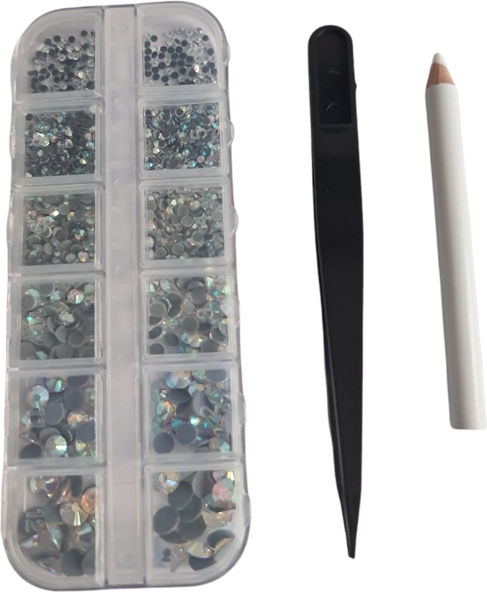 BEADSLAND Hotfix Strass, 4000 stuks regenboogstrassteentjes, om op te strijken, voor gemengde kleding, 6 maten, met waspotlood en pincet, SS6-SS30, regenboog