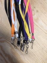 Keycord pk 10 stuks - 10 mm breed - Lanyard- Neklint- Sleutelkoord  met metalen haak en breek beveiliging , pak 10 stuks assorti kleuren