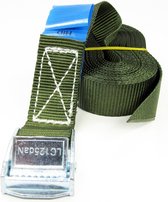 Spanband 2,5 meter - 25 mm breed - groen met klemsluiting - 4 stuks