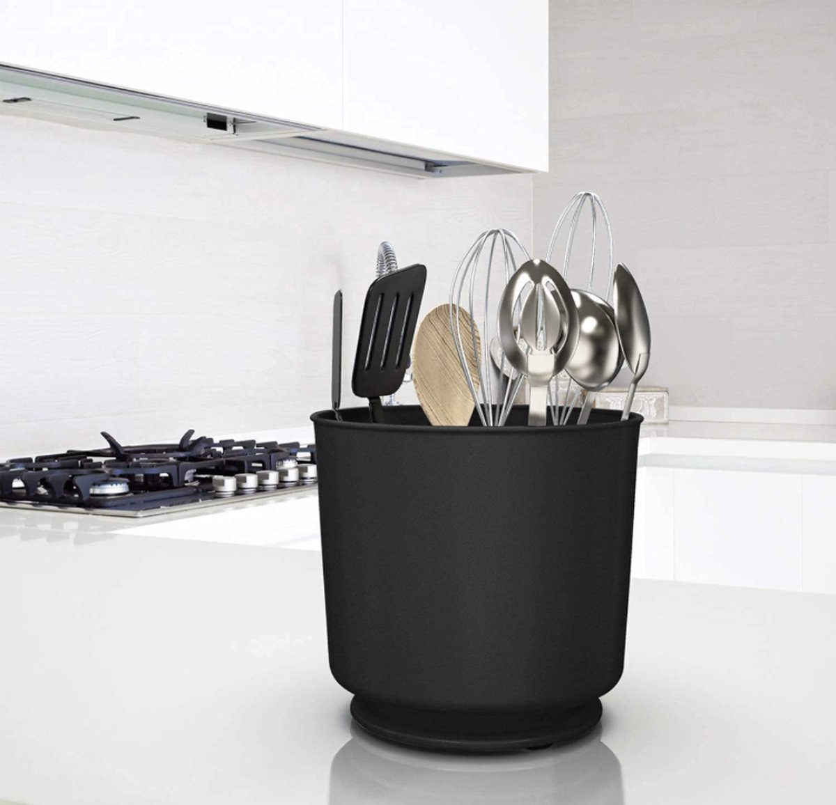 Opslag keukengerei organizer, 10 x 13 cm keukengerei houder houder, roestvrij stalen keukengereihouder zwart metalen gebruiksvoorwerpenhouder