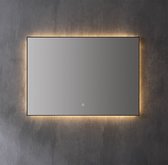 Aluminium spiegel decor met LED verlichting - Mat Zwart - 50x80x3