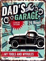 2D Metalen wandbord "Dad's Garage" 33x25cm