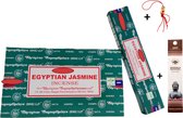 Doos met 12 pakjes à 15 gram - Wierook - Wierookstokjes - Incense sticks - Egyptian Jasmine - Egyptische Jasmijn + 5 Mini Wierookstokjes + Gelukspoppetje