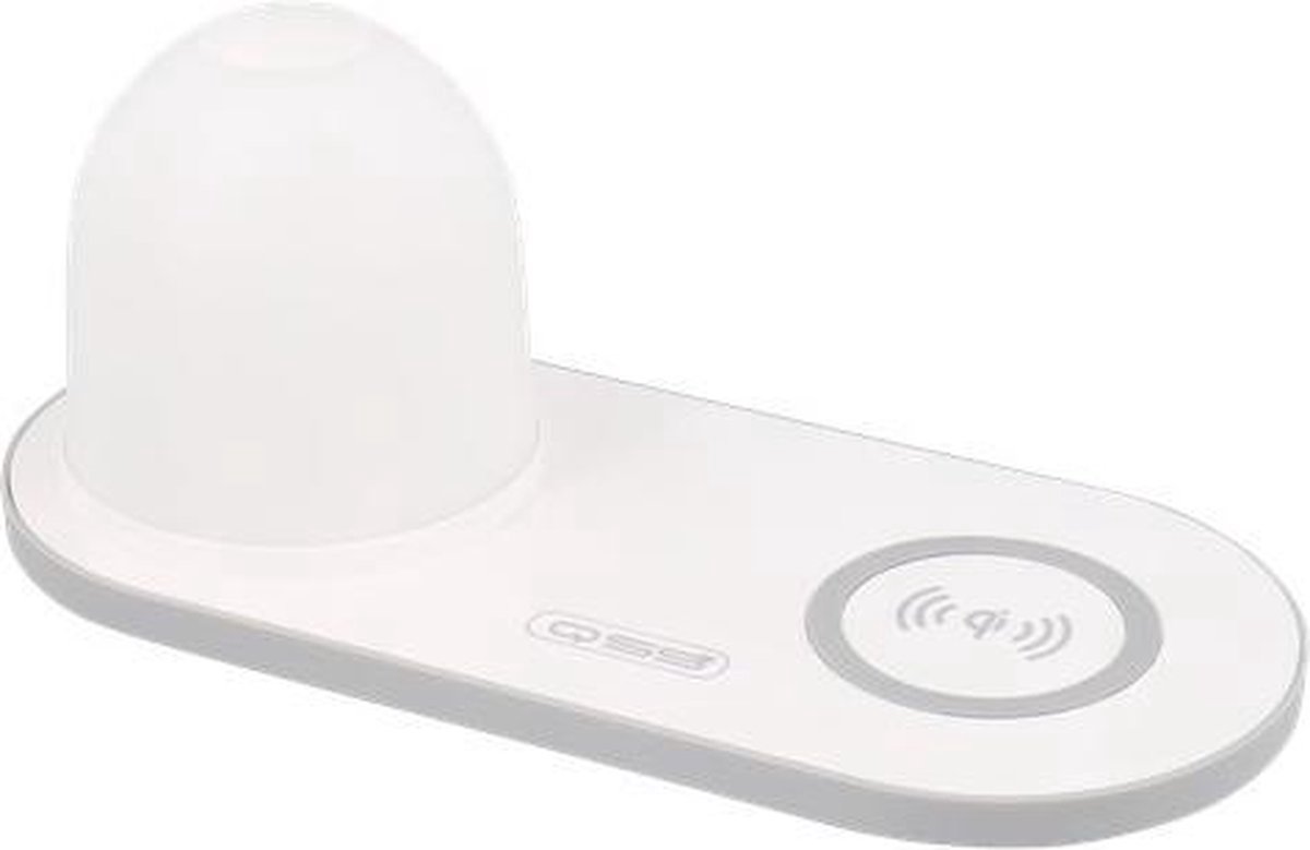 6-in-1 inductief laadstation, 15 W draadloze oplader met wekker en