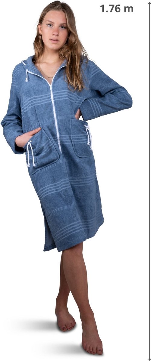 vee Bij wet springen ZusenZomer stoere Dames badjas met rits en capuchon - sauna badjas  ochtendjas kamerjas... | bol.com