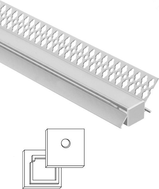 3 meter led tegel profiel / led stuc profiel - Binnenhoek smal