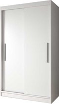 InspireMe- Zweefdeurkast Kledingkast Garderobekast met planken en kledingstang - 120x61x200 cm (BxDxH) - NOAH 04 (Wit)