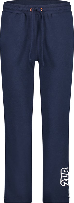 Donkerblauwe dames joggingbroek met trekkoord en '2LP' logo op de pijp.
