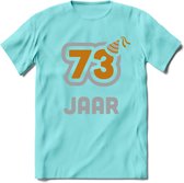 73 Jaar Feest T-Shirt | Goud - Zilver | Grappig Verjaardag Cadeau Shirt | Dames - Heren - Unisex | Tshirt Kleding Kado | - Licht Blauw - M