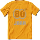 80 Jaar Feest T-Shirt | Goud - Zilver | Grappig Verjaardag Cadeau Shirt | Dames - Heren - Unisex | Tshirt Kleding Kado | - Geel - S
