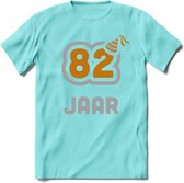 82 Jaar Feest T-Shirt | Goud - Zilver | Grappig Verjaardag Cadeau Shirt | Dames - Heren - Unisex | Tshirt Kleding Kado | - Licht Blauw - XXL