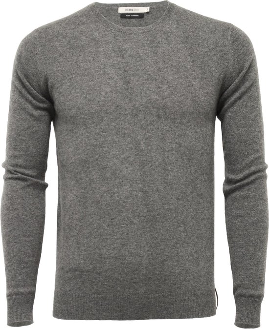 Hommard Pure Cashmere Crew Neck Sweater, Mid Grey, 100% Cashmere, X-Large, Grijs, Trui, Ronde nek, Unisex, Pullover, Kasjmier