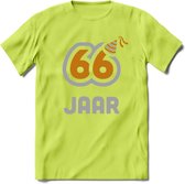 66 Jaar Feest T-Shirt | Goud - Zilver | Grappig Verjaardag Cadeau Shirt | Dames - Heren - Unisex | Tshirt Kleding Kado | - Groen - M