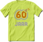 60 Jaar Feest T-Shirt | Goud - Zilver | Grappig Verjaardag Cadeau Shirt | Dames - Heren - Unisex | Tshirt Kleding Kado | - Groen - S