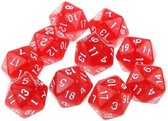 20-Kantige Dobbelsteen (SET van 10 STUKS) - 20 Zijdige Dobbelsteen - D20 - Rood - Stipco