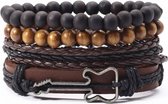 Embrace-it armband - set met kralen en leren armband - Cadeau voor mannen - Valentijnsdag/vaderdag